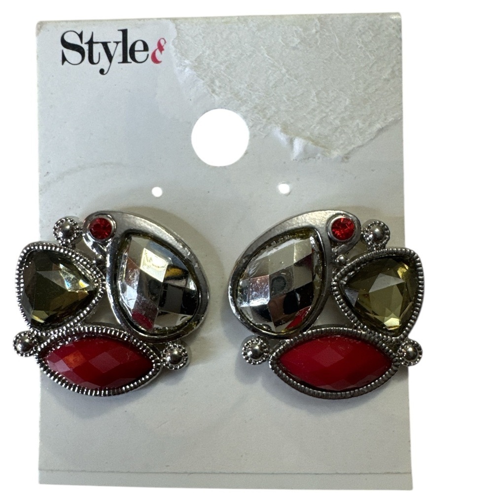 Style & Co. Silver and Red Vintage-Inspired Earrings - Picture 2 of 3